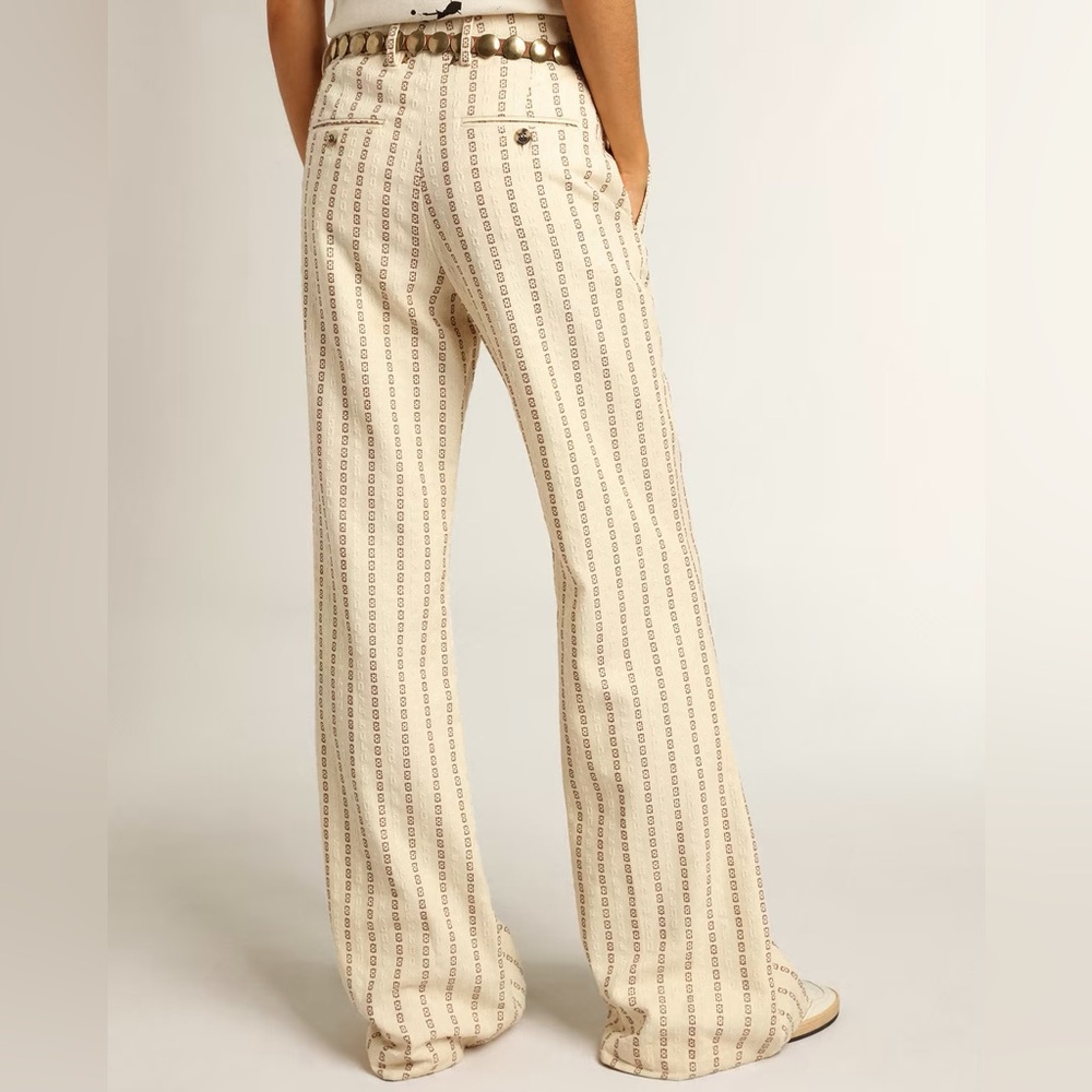 Golden Goose Cream Jacquard Flared Cotton Pants NWT - Picture 5 of 12